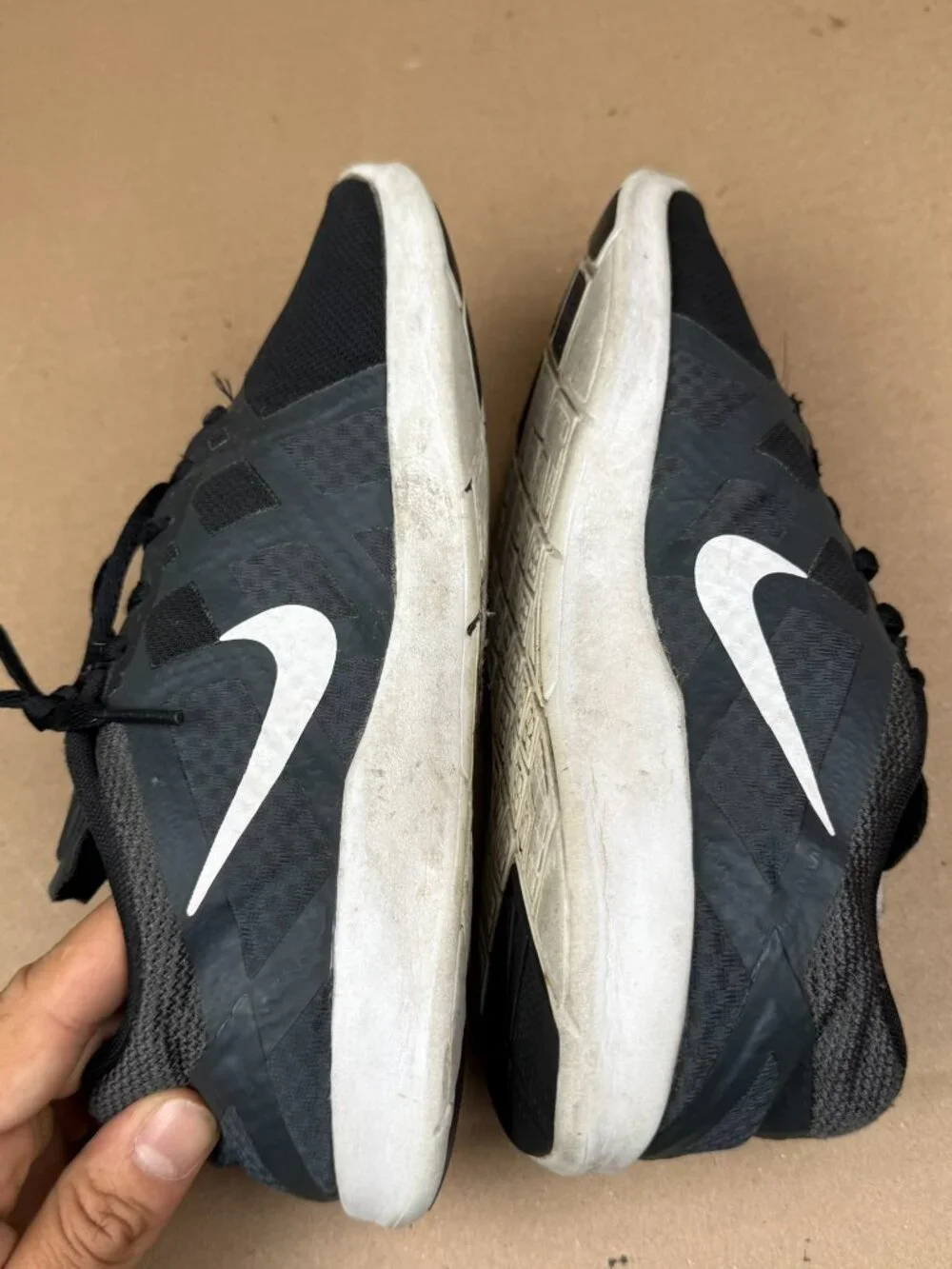 Men's Nike Lunarlon Running Shoes Black White Size 6 DAMAGE